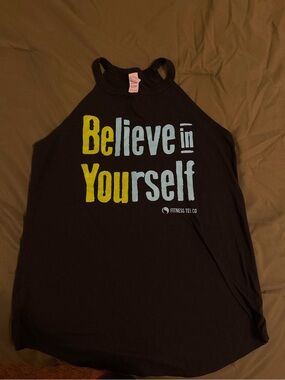 Believe in Yourself Black Racerback Tank Top
